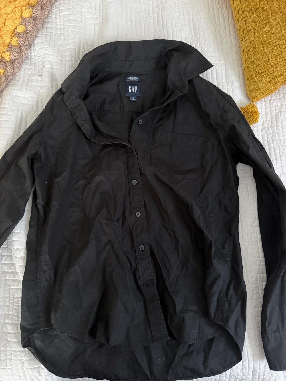GAP Black Lightweight Women's Button-Front Shirt Jacket